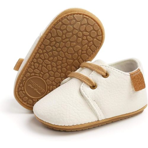 RVROVIC Baby Boys Girls Anti-Slip Sneakers Soft Ankle Boots Toddler First Walkers Newborn Crib Shoes - 0-6 Months Infant - 1-white