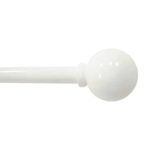 28"-48" Café Ball Curtain Rod White - Room Essentials™: Adjustable Metal Rod With Ball Finial, Single Rod