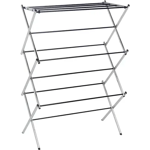 Amazon Basics Foldable Laundry Rack for Air Drying Clothing, 29.4 x 14.8 x 41.9 inches (LxWxH), Chrome Silver