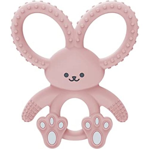 Dr. Brown's Flexees Pink Bunny, Soft 100% Silicone Baby Teether, BPA Free, 3m+