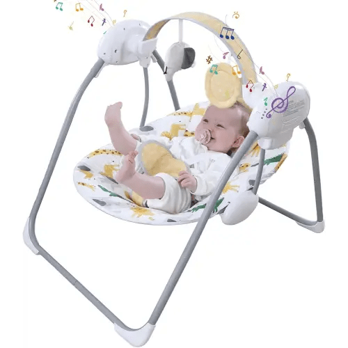 Portable Baby Swing for Infants, Compact & Foldable Infant Swing with 5-Speed Swing,Music, Timer, Cushioned Seat, Battery Operated, 0-9 Months 6-20 lbs,SG2405