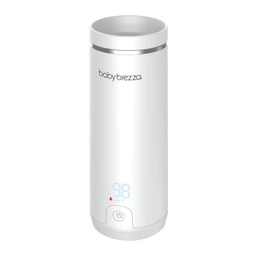 Baby Brezza Superfast Portable Baby Bottle Warmer – 67% Faster - Travel Breastmilk Warmer and Formula Warmer - Safe, Even Heating - Up to 9oz - No Adapters, White