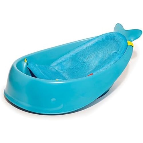 Skip Hop Baby Bath Tub 4-in-1 Grow with Baby Infant to Toddler Bathtub with Supportive Sling and Sit-Up Support Wave Age 0m+