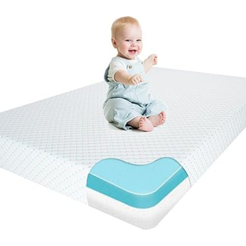 Mini Crib Mattress, 38x24X4 Inch Dual Sided Comfort Memory Foam Portable Crib Mattress, Soft Breathable Baby Mattresses for Mini and Portable Cribs with Machine Washable Cover