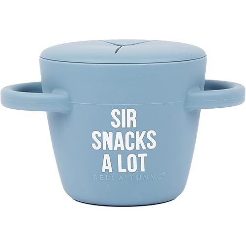 Bella Tunno Happy Snacker – Spill Proof Snack Cups for Toddlers and Babies, Snack Containers Made from Silicone BPA Free, Soft Opening & Removable Lid (Sir Snacks A lot)