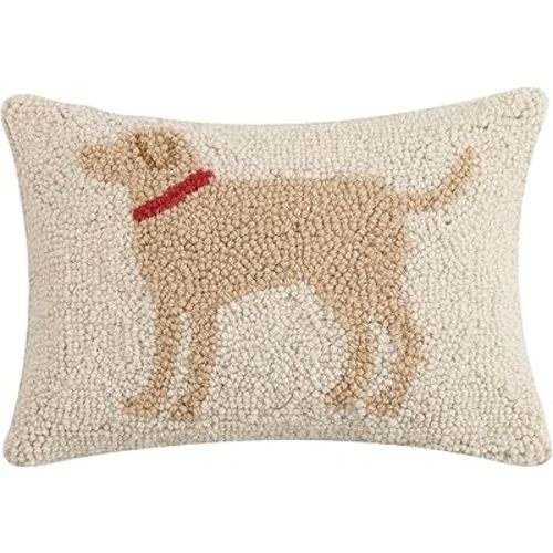 Peking Handicraft 30JES1457C12OB Light Brown Dog Wool and Cotton Pillow, 8 X 12 inch