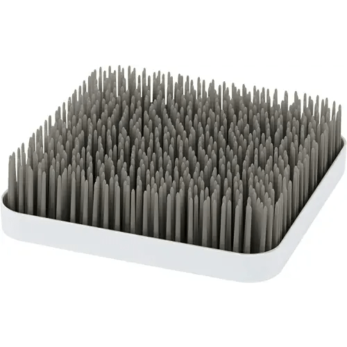 Boon Grass Plastic Drying Rack - Modern Countertop Baby Bottle Organizer - 9.75 x 9.88 x 3.0 inches - Gray