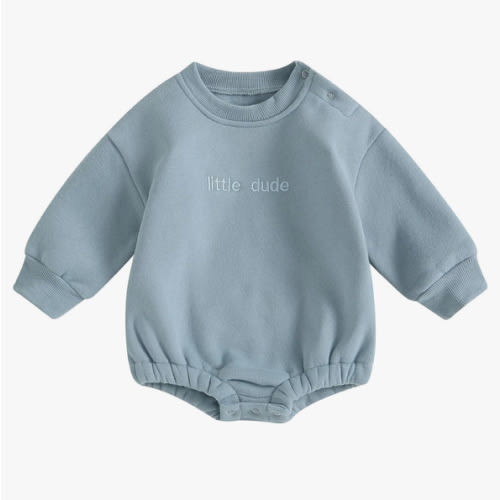 VISGOGO Newborn Infant Baby Boy Girls Oversized Romper Little Dude Sweater Onesie Coming Home Outfit Neutral Clothes