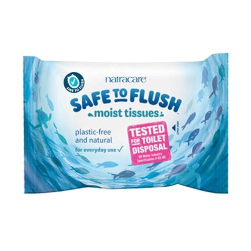 Natracare Safe to Flush Moist Tissues, Made of 100% paper and an Organic and Natural formula with Aloe Vera and Witch Hazel (1 Pack, 30 wipes total)