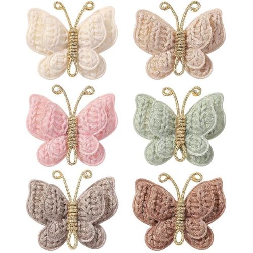 Baby Girl Hair Bow Clips Barrettes, 6 Pcs Butterfly Clips Hair Accessories for Infants Toddlers Baby Kids Fine Hair