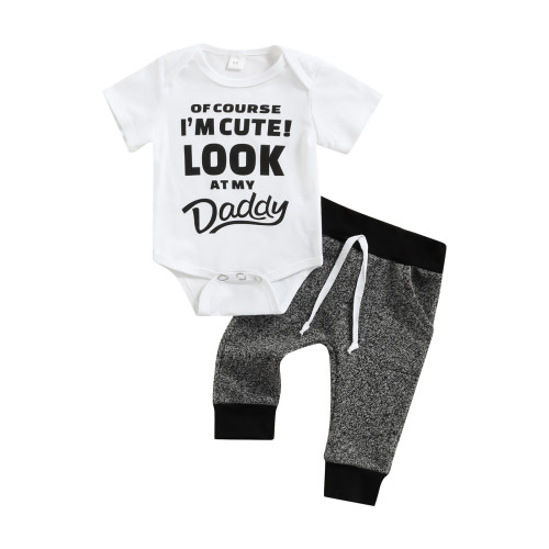 Newborn Baby Boy Clothes 3 6 9 12 18 Month Short Sleeve Romper Tops Pants 2Pcs Outfit Sets