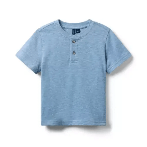 Boy Stormy Sky Blue Heather Pique Henley Tee by Janie and Jack