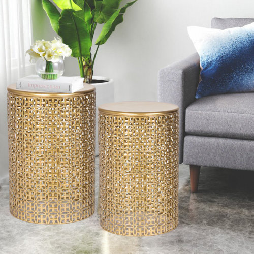 Rosdorf Park Arvil Golden Round Metal End Table(set of 2) & Reviews | Wayfair