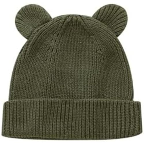 Hadetoto Cotton Baby Beanie Winter Knitted Hat with Bear Ear for Infant Toddler Boys Girls Soft Warm Skull Cap