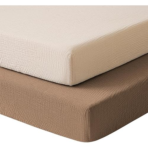 Konssy Muslin 100% Soft Cotton Pack and Play Sheets for Pack N Play Mattress