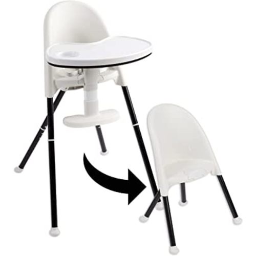 Primo Cozy Tot Deluxe Convertible Folding High Chair & Toddler Chair - Portable Foldable Baby Chair/Toddlers Highchair - Travel Friendly, Removable EZ Clean Tray, Black/White, 22"x21"x33.5"