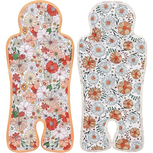 Pinkunn 2 Pcs Gel Car Seat Cooling Pad for Baby Summer Breathable Ice Cushion Multifunctional Ice Stroller Cooler Mat for Stroller Baby Dining Chair Child Safety Seat(Classic Color,Flower)