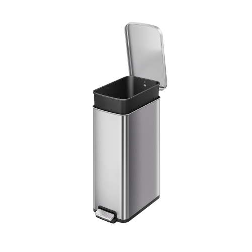 Better Homes & Gardens Kitchen Trash Can, 13.2 Gallon Stainless Steel Slim Step Garbage Bin with Soft Close Lid, Silver