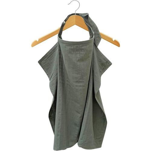 MOZAH 100% Organic Cotton Muslin Nursing Cover for Baby Breastfeeding, Breathable 100% Cotton Breastfeeding Cover with Rigid Hoop for Mother Nursing Apron, Multi-use Carseat Canopy (Roman Green)