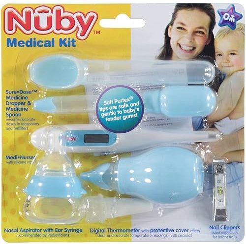 Nuby Complete Nursery Care Medical Kit for Healthy Baby - Small 7-Piece, Colors May Vary