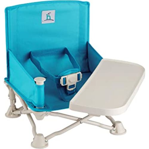 hiccapop OmniBoost Travel Booster Seat with Tray for Baby | Folding Portable Baby Booster Seat for Dining Table, Camping, Beach, Grandma’s | Tip-Free Design Straps to Kitchen Chairs - Booster Chair