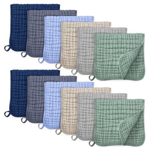 Muslin Burp Cloths for Baby 100% Cotton Burping Cloths for Boys Girls Large 20''X10'' Extra Soft and Absorbent 12 Pack - Multicolor