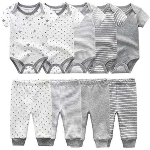 Kiddiezoom Unisex Newborn Baby Short-Sleeve Bodysuit Baby Layette Essentials Giftset Clothing Set