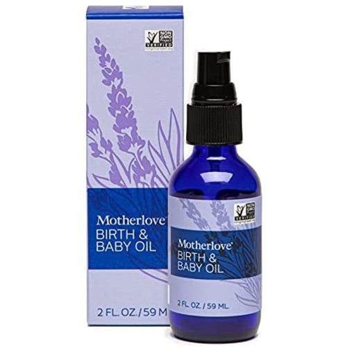 Motherlove Birth & Baby Oil (2oz) Lavender-Infused Oil for Perineal, Labor & Baby Massage—Gentle Moisturizer for Baby’s Dry Skin & Scalp—Vegan, Non-GMO, Organic Herbs, Cruelty Free