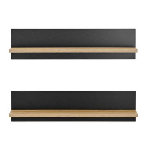 Danya B. 23.62" Set Of 2 Repose Display Photo Ledge Shelves Chestnut: Modular Mdf Wall-mounted Storage