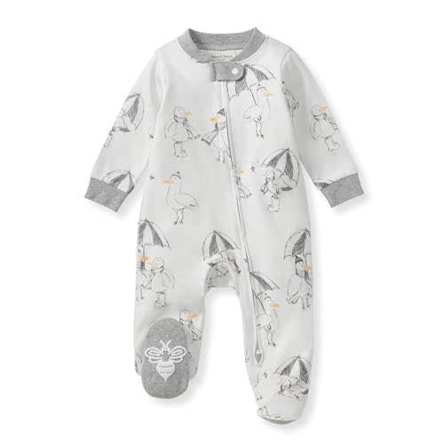 Burt's Bees Baby Baby Girls Pajamas, Zip Front Non-Slip Footed Sleeper Pjs, 100% Organic Cotton