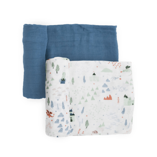 Deluxe Muslin Swaddle Blanket 2 Pack - Dragon Days