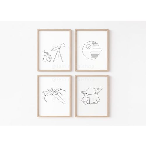 Star Wars Nursery Minimal Art Set of 4 Prints Disney Kids - Etsy