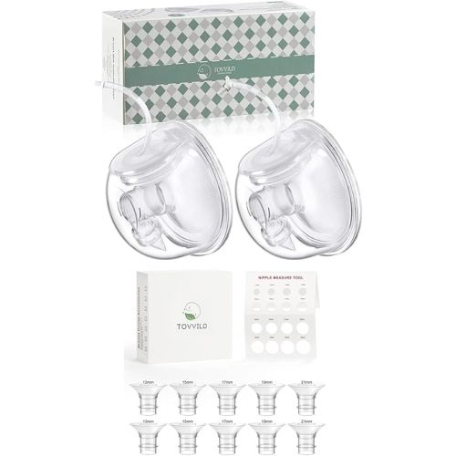 Breast Pump Milk Collection Cup - Compatible with Spectra S1/S2/S9,24mm Flange Milk Collector Cup Tubing Parts, 10PCS Flange Insert 13/15/17/19/21mm Replace Breast Pump Kits