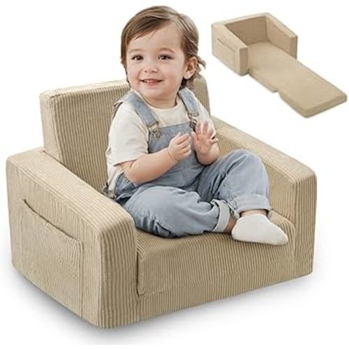 Amazon.com: Toddle & Kids Chair,2-in-1 Soft Toddler Couches That Fold Out,Toddler Chairs Comfy 1-3 Years Old,Convertible Sofa to Lounge,Beige : Home & Kitchen