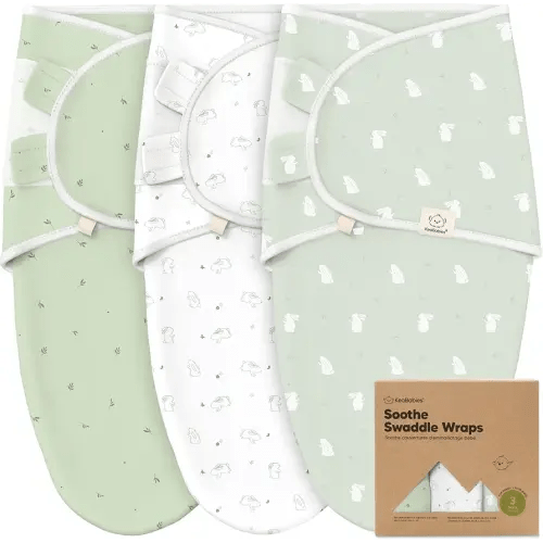 KeaBabies 3-Pack Organic Baby Swaddle Sleep Sacks - Newborn Swaddle Sack, Ergonomic Baby Swaddles 0-3 Months, Swaddles for Newborns,Baby Sleep Sack,Baby Swaddle Blanket Wrap,Baby Essentials (Bunnies)