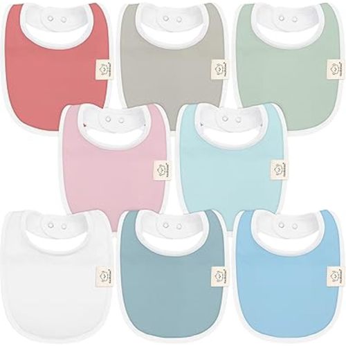 8-Pack Organic Baby Bibs for Boys, Girls - Soft Cotton Drooling and Teething Baby Bibs, Baby Girl Bibs, Baby Boy Bibs, Baby Drool Bibs for Baby Girl, Boy, Newborn Infant Bibs (Spring)