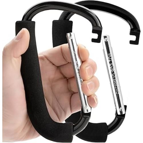 Funbliss Stroller Hooks, 6.3" Large Stroller Clip,Large Carabiner,2 Pack Hooks for Hanging Bags and Shopping