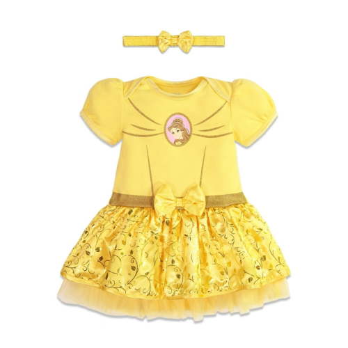 Disney Princess Belle Newborn Baby Girls Cosplay Dress and Headband Newborn to Infant