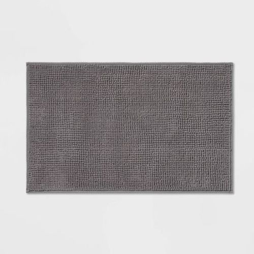 20"x32" Everyday Chenille Bath Rug Dark Gray - Room Essentials™: Machine Washable, Tufted Bathroom Mat