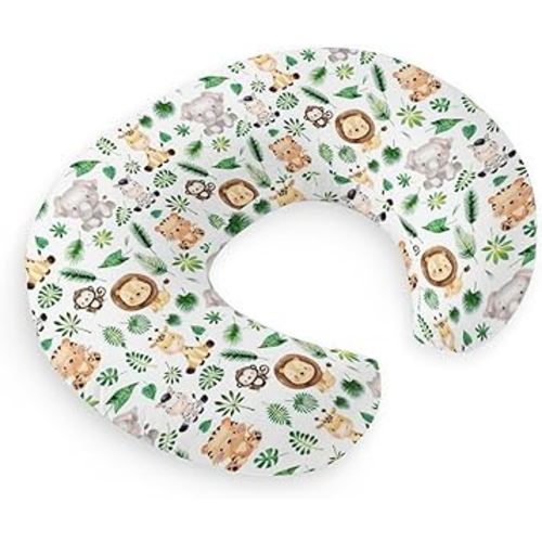 HawSkgFub Safari Jungle African Animal Plant Nursing Pillow Cover Baby Boy, Tropical Palm Leaf Elephant Lion Tiger Giraffe Breastfeeding Pillow Slipcover, Nursing Pillowcase Newborn Infant, Cover Only