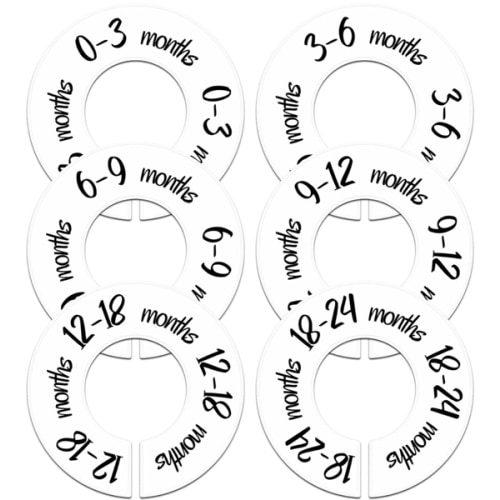 Pro Goleem Baby Closet Dividers Unisex Baby Closet Organizer for Nursery Baby Clothes Size Age Dividers Fits 1.5" Rod 6 PCS