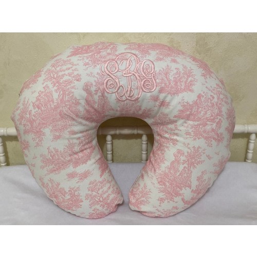 Nursing Pillow Cover, Baby Girl Pink Toile Nursing Pillow Cover, Breastfeeding Pillow Cover