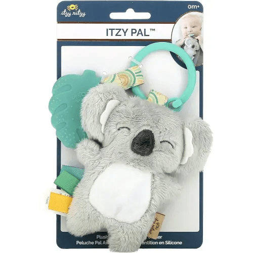 Itzy Ritzy Infant Toy & Teether - Itzy Pal Baby Teething Toy Includes Lovey, Crinkle Sound, Textured Ribbons & Silicone Teether for Newborn (Koala)