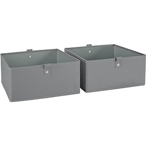 RiverRidge Kids 2pc 10.5in W x 5in H Folding Storage Bin Set - Gray
