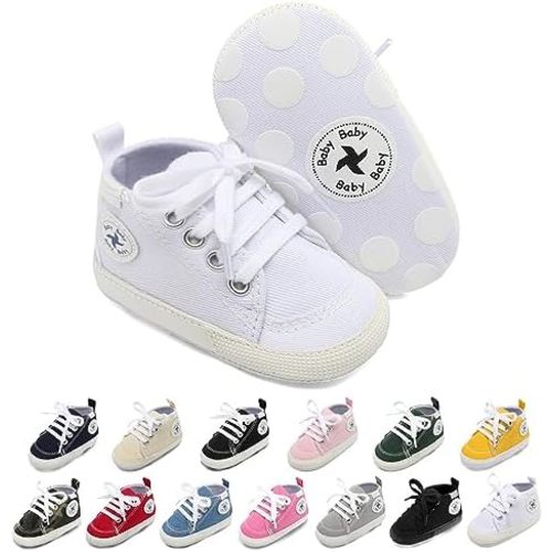 Baby Girls Boys Shoes Soft Anti-Slip Sole Newborn First Walkers High Top Canvas Denim Unisex Infant Sneaker