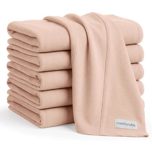 Comfy Cubs Baby Burp Cloths Set (Pack of 6) - Large, 6-Layer, Ultra Absorbent 100% Cotton for Infant Spit-Up, Drool, and Messes - Soft, Gentle, Thoughtful New Born Baby Gifts, Blush