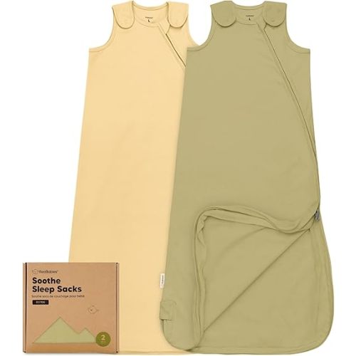 2-Pack Organic Baby Sleep Sacks, 100% Cotton - Soft & Breathable 0.5TOG Baby Wearable Blanket, Toddler Sleeping Sack 18-24 months, Easy to Wear Transitional Swaddles for Newborns, Infants(Avocado, L)
