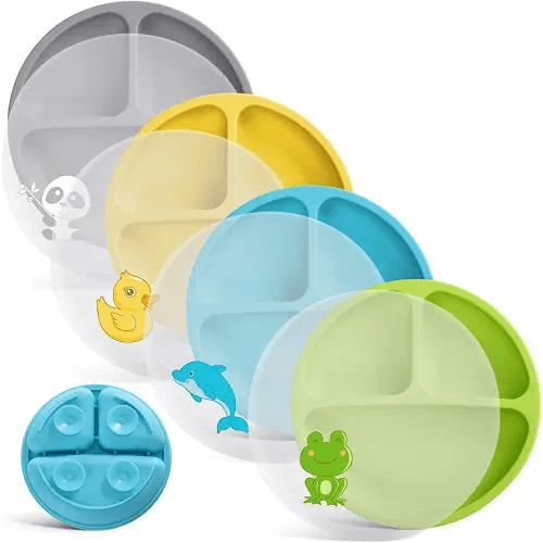 Sperric Silicone Suction Baby Bowl with Lid - BPA Free - 100% Food Grade  Silicone - Infant Babies And Toddler Self Feeding (Green & Orange)