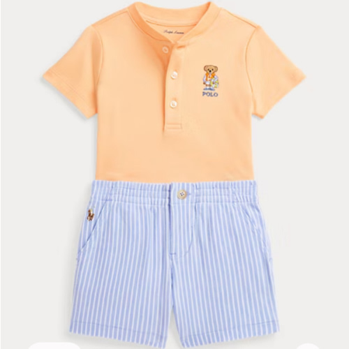 Polo Bear Henley Shirt & Mesh Short Set