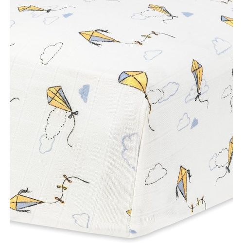 Under The Nile Muslin Crib Sheet - Kites - Organic Cotton